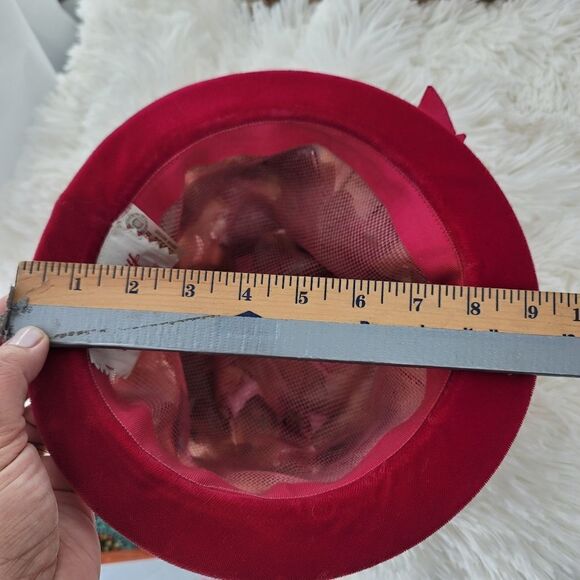 Vintage 1950s originals by Lee Bury of Dallas  flower mesh and velvet hat pink - Picture 11 of 11